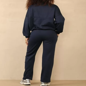 <b>Women's</b> Casual Winter Zipper Tracksuit Set Breathable Quick Dry 2-Piece Bomber Oversized <b>Baggy</b> Loungewear Solid Pattern - Product Image 6