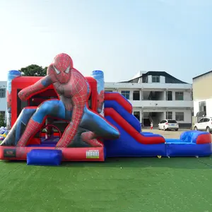 ปาร์ตี้ผจญภัย Spiderman ให้เช่าไม้ตีบ้านพอง ปราสาท Spiderman คอมโบ มูนวอล์คเชิงพาณิชย์ไม้ตีบ้านพองพร้อมสไลด์