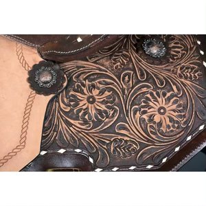 Selle de cheval de course de baril Western en cuir de qualité supérieure faite à la main - Product Image 3