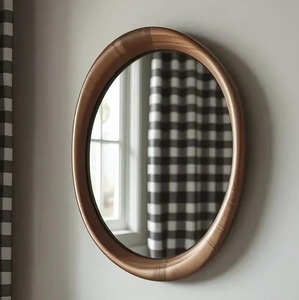 Espejo de Pared Asimétrico Art Deco de Cristal Hecho a Mano, Moderno, con Marco Irregular de Nogal al Mejor Precio - Product Image 1