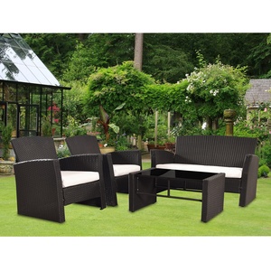 Patio đồ nội thất 4 miếng cuộc trò chuyện bộ ngoài trời wicker mây ghế vườn sân sau - Product Image 2