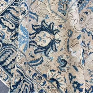 พรมตุรกี ขนาดใหญ่พิเศษ 8.3x11.7 ฟุต พรมวินเทจ สีน้ำเงินเบจ พรมขนสัตว์เปอร์เซีย - Product Image 5