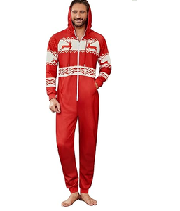 Combinaison pour homme, barboteuse, pantalon de survêtement à capuche avec cordon de serrage, fermeture éclair intégrale, une pièce, avec poches - Product Image 2