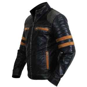 High Quality Fashion Mens Pure Leather Casual <b>Canvas</b> <b>Jacket</b> OEM Custom Logo Design Front Logo Position Leather <b>Jacket</b> - Product Image 3