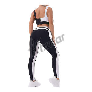 Ensembles de vêtements de sport durables pour femmes Leggings de sport brodés et hauts courts à motif solide tissu à tricoter pour l'entraînement de yoga - Product Image 3