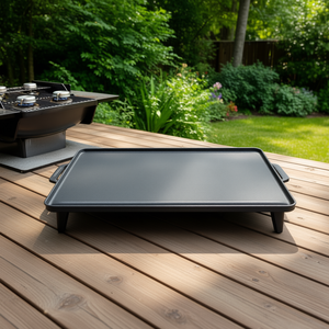 Plaque en fonte Ompagrill 28x40cm lisse noire compatible gaz Opt 4029 GHI pour grils BBQ - Product Image 3