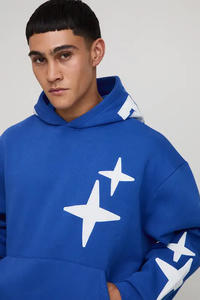 Sweat à capuche oversize pour homme, couleurs personnalisées, hiver 2025, broderie bleue, uni, teinture unie, streetwear, respirant, lavé - Product Image 3
