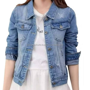 Fabricante de Mezclilla Chaqueta de Jean Casual de Algodón para Mujer con Logo Personalizado Color Azul Cielo al Mejor Precio Chaqueta de Mezclilla para Damas y Chicas - Product Image 6