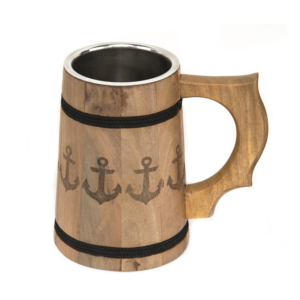 Diseño personalizado de jarras de cerveza de madera con acero inoxidable en el interior de 500 ml Pure Food Grade Steel Manufacturer Indian Factory - Product Image 1