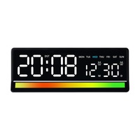 Huayang 6675 Art Deco Elektrischer ABS Multifunktionaler Schallgesteuerter Wecker Farbwechsel-Lichtleiste Duale USB-Ladeausgänge