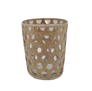 Vajilla decoración vidrio/caña votiva Color marrón vela tarro y soporte para el hogar y decoración de Navidad personalizado a granel - Product Image 5