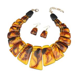 ชุดต่างหูสร้อยคอลายไม่เหมือนใครชุด2024ต่างหูสร้อยคออะคริลิกเรซินแนวพังค์แนวโบฮีเมียนสร้อยคอแฟชั่นเรซินเครื่องประดับแนวเรซินย้อนยุค - Product Image 1