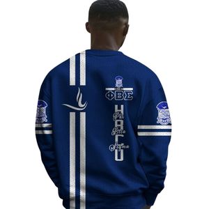 Phi Beta Sigma bleu blanc 1914 acrylique pull en tricot Chenille lettres grecques Sigma Beta grec fraternité pull porter - Product Image 3