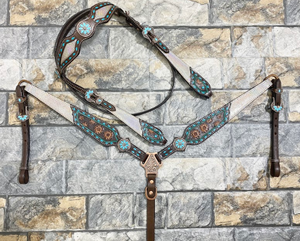 Argentine cuir de vache Western Horse Headstall poitrine collier ensemble avec cuir de vache fait pour les utilisations de chevaux par les exportateurs indiens - Product Image 4