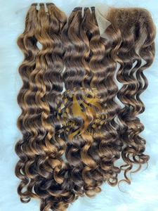 Vietnamese <b>Hair</b> <b>Extensions</b> Top Quality Summer <b>Sales</b> Weft <b>Hair</b> <b>for</b> Making Wig Curly Bouncy Bundles - Product Image 6