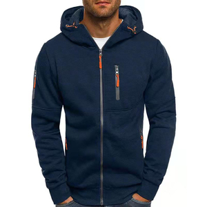Sudadera con capucha negra con cremallera ajustada para hombre, chaqueta deportiva, cremalleras en contraste y bolsillo en el pecho, ropa de calle transpirable, sudaderas de entrenamiento - Product Image 4