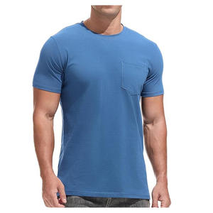 T-shirt pour homme à manches courtes, coupe ajustée, en tricot teint en fil, col rond, avec logo et impression personnalisés, tissu respirant et écologique - Product Image 6