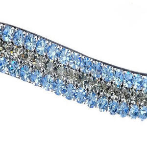 Personnalisé de nombreux modèles toutes formes 5 rangées de cristaux multicolores strass chaîne en métal noir en cuir anglais bracelet de sourcil de cheval - Product Image 2