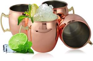 Tasses en cuivre mules en métal de Moscou écologiques fabriquées à la main de qualité alimentaire pure 100% avec finition martelée laquée - Product Image 3