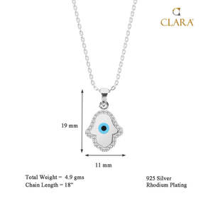 Collier pendentif main Hamsa et œil protecteur en argent sterling 925 - Charme tendance - Product Image 5