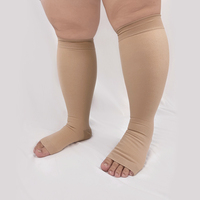 Chaussettes de Compression Grande Taille 20-30mmhg Bas Genou à Bout Ouvert pour le Soutien de la Circulation Chaussettes Médicales Varices