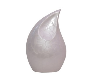 Urna de lágrima para cenizas humanas, urna de cremación para adultos con esmalte blanco de aluminio para cenizas funerarias de un ser querido - Product Image 1