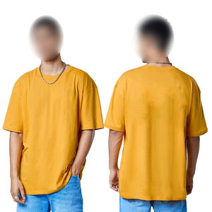 Camiseta de manga corta de Color sólido de peso pesado orgánico desgastado Camisetas de hombre de algodón 100% sueltas personalizadas - Product Image 5