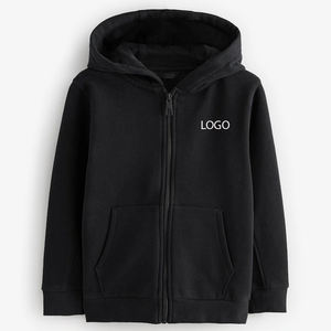 Fermeture éclair pour les acheteurs en gros, couleur unie avec logo personnalisé, coupe décontractée et tendance, manches longues et capuche 2026 - Product Image 1