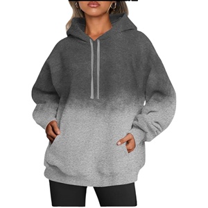 Sudadera con capucha de lana de lavado ácido Vintage de gran tamaño para mujer 2025 Streetwear con bolsillos estilo holgado para invierno - Product Image 1