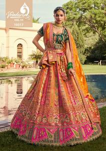 Lehenga Choli de Diseño de Lujo Neeta Creation, Bordado Moderno, Cuello Redondo, Largo hasta el Suelo, Estilo Princesa Banarasi, Silueta Ajustada - Product Image 5
