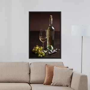 Modern Printed Canvas: Wine and Grapes Bohemian Wall Art,Black <b>Framed</b> - Product Image 1