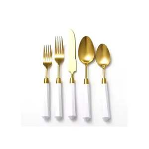 Offre Spéciale – Ensemble de Couverts de Mariage en Acier Inoxydable au Design Moderne, 5 Pièces, Écologique, Plaqué Argent, Manche Long, Poli Miroir, par G:E - Product Image 5
