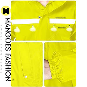 Mangos de moda elegante impermeable de tela Oxford chaqueta de lluvia para una sola persona para hombres y mujeres elementos reflectantes largos capucha desmontable - Product Image 4