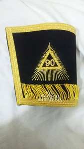 Manchettes de manchettes maçonniques personnalisées en or brodé à la main pour lodge - Product Image 2