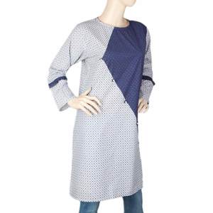 Kurti de Algodón para Mujer - Azul Marino y Gris - Product Image 1
