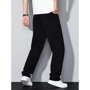 Jean en denim noir tendance pour homme, coupe droite moderne, jambe large, écologique, respirant, délavé, style vintage, tailles 26 à 40 - Product Image 4