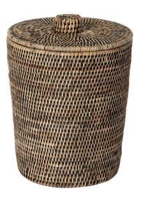 Panier de rangement pour déchets en rotin naturel blanc et noir fait à la main par Sisu Handicraft, écologique, avec poignée, multi-usages, OEM, pour la vie quotidienne - Product Image 2