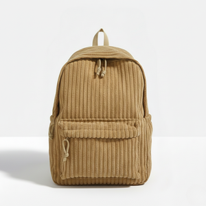 กระเป๋าเป้สะพายหลังนักเรียนลายทางผ้าลูกฟูกขนาดเล็ก - Product Image 1