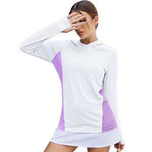 100% polyester personnalisé femmes pull pouce trou sweats à capuche à manches longues t-shirts à capuche - Product Image 1