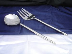 Ensemble de serveurs à salade fantaisie de qualité supérieure S. Service de couverts en acier avec service à salade fait main décoratif indien poli/nickelé brillant - Product Image 6