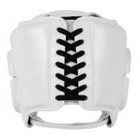 Casque de boxe en cuir PU blanc pour adultes, protection de la tête pour l'entraînement sportif masculin, fermeture à boucle et crochets
