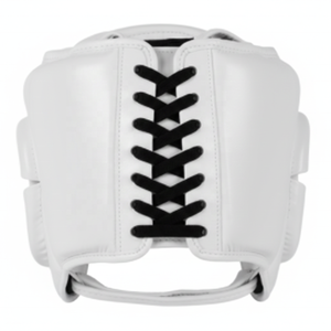 Casque de boxe en cuir PU blanc pour adultes, protection de la tête pour l'entraînement sportif masculin, fermeture à boucle et crochets - Product Image 3