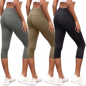 Paquete de 3 mallas Capri de cintura alta para mujer, supersuave, con Control de barriga, sin transparencias, para entrenamiento, Yoga, correr, atléticas, Push Up, para gimnasio - Product Image 4