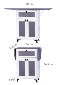 Planche à repasser pliante/armoire à repasser – Cadre blanc, tissu à motifs anthracite - Product Image 5