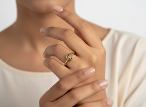 14k Gold Diamond Engagement Ring Round Natural Stone Prong Setting Classic Women Fine Jewelry Custom Solitaire Swirl Band OEM - Product Image 3