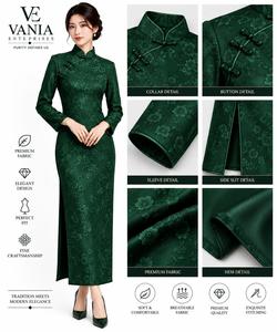 Nuevo Cheongsam Qipao Chino de Manga Larga, Vestido Largo Elegante con Bordado Jacquard para Mujer, Ropa para Banquete o Boda - Product Image 2