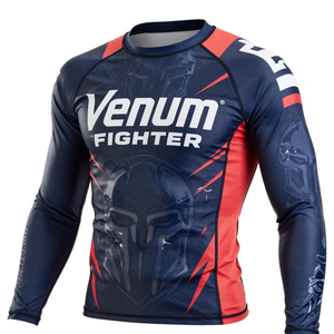 Último Diseño de Camiseta de Manga Larga con Cuello Redondo, Ecológica, de Secado Rápido, Transpirable, de Spandex y Poliéster, para Fitness, Venum Fighter Rash Guard - Product Image 4
