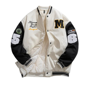 เสื้อแจ็กเก็ตเบสบอลผ้ากำมะหยี่ปักลายสำหรับผู้ชายทรงหลวมใส่สบายออกแบบได้ตามต้องการ - Product Image 1