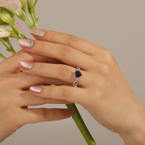 Anillo de Promesa Jeulia con Corte Marquise en Forma de Corazón, Chapado en Rodio, Plata de Ley, Joyería Fina y Delicada - Product Image 5