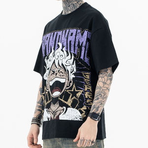 Camiseta de algodón estampada para hombre, camiseta de gran tamaño con diseño de hombros caídos, camisetas de impresión de calidad personalizada - Product Image 5